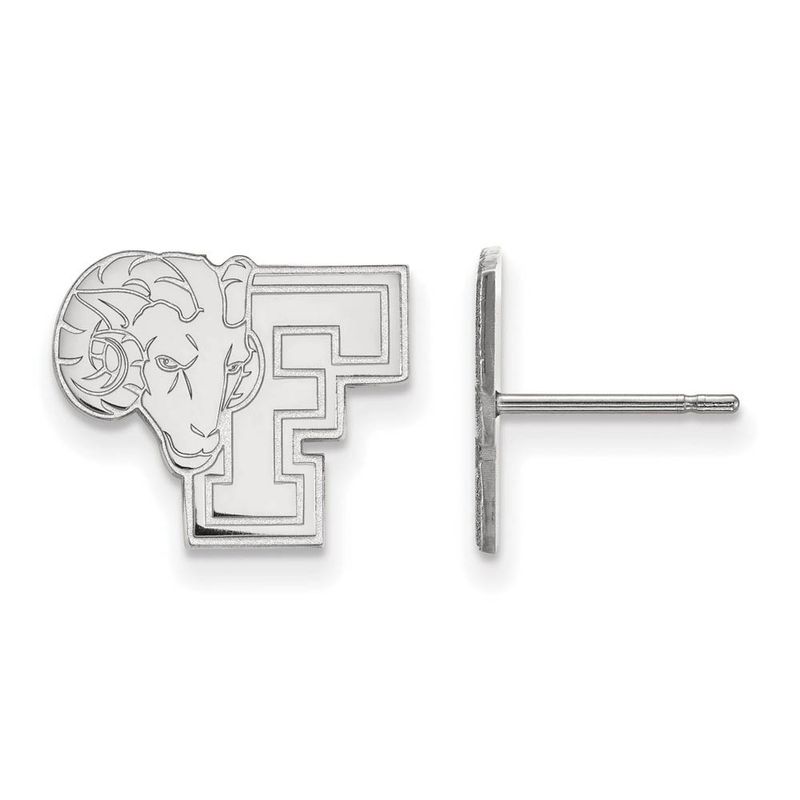 10k White Gold Fordham University Small Post Earrings